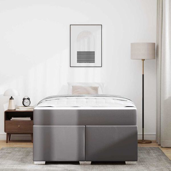 vidaXL Gultas rāmis ar matraci Pelēka 120 x 190 cm audums