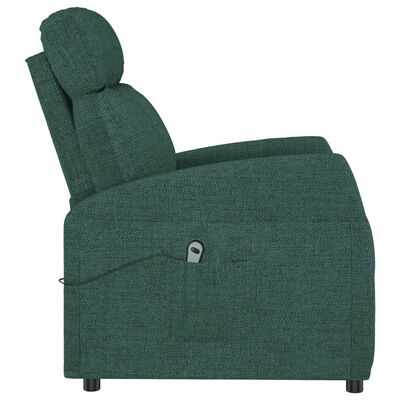 vidaXL atpūtas krēsls, paceļams, tumši zaļš audums