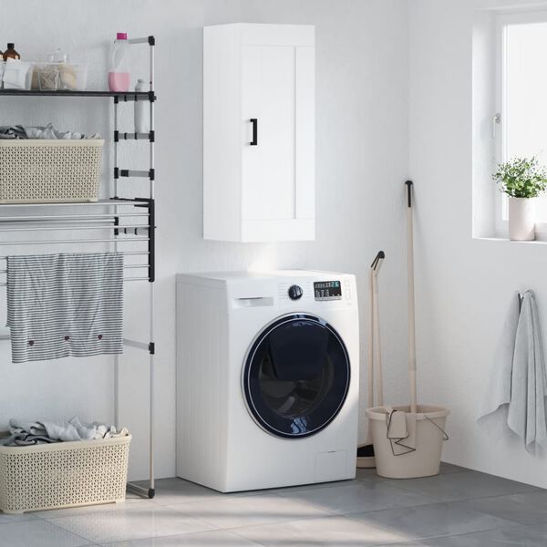 vidaXL sienas skapītis, balts, 34,5x34x90 cm, inženierijas koks