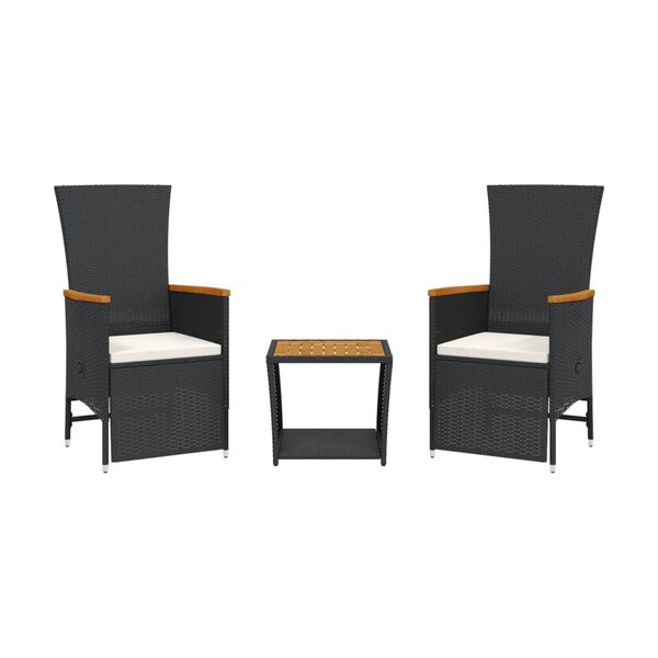 vidaXL 3-daļīgs dārza mēbeļu komplekts, matrači, PE rotangpalma