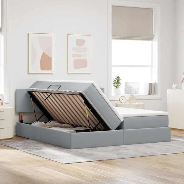 vidaXL Glabā&scaron;anas gulta Gai&scaron;i pelēks 180 x 200 cm Mākslīgā āda