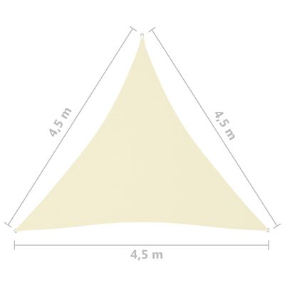 vidaXL saulessargs, 4,5x4,5x4,5 m, trijstūra, krēmkrāsas audums