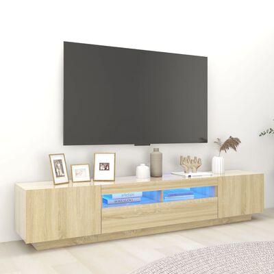 vidaXL TV skapītis ar LED lampiņām, 200x35x40 cm, ozolkoka krāsa