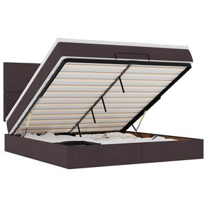 vidaXL Osmaņu gulta ar matraci & LEDs, tum&scaron;i brūns, 180x200cm, audums