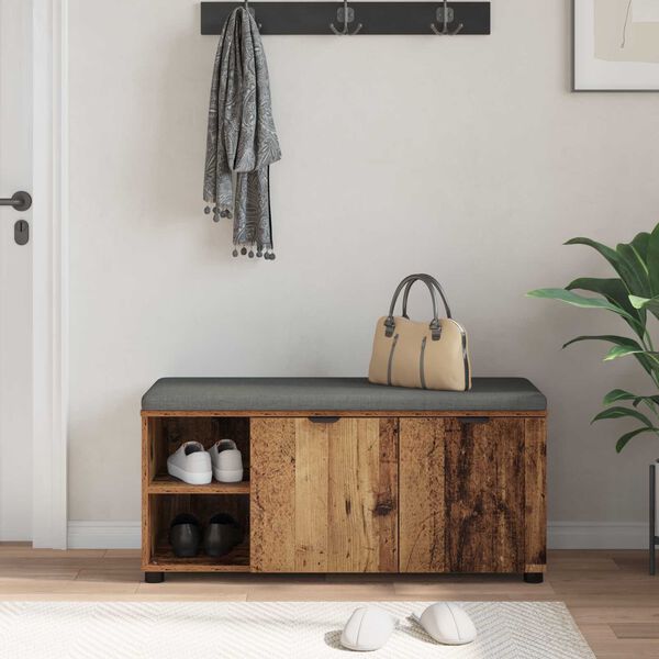 vidaXL Zāles sols ar spilvenu ar plauktu Vecs koks 100 x 38 x 46 cm