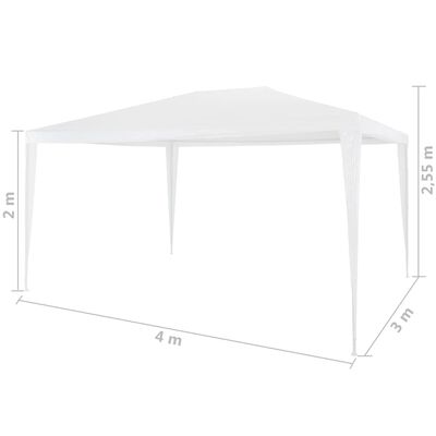 vidaXL svinību telts, 3x4 m, balta