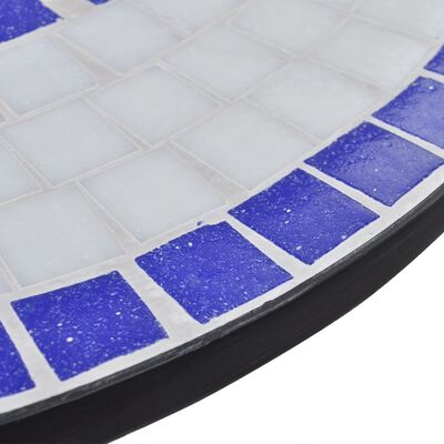 vidaXL bistro galds, 60 cm, zila un balta mozaīka