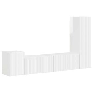 vidaXL TV skapī&scaron;u komplekts 4 pcs Augsta spīduma baltā krāsa