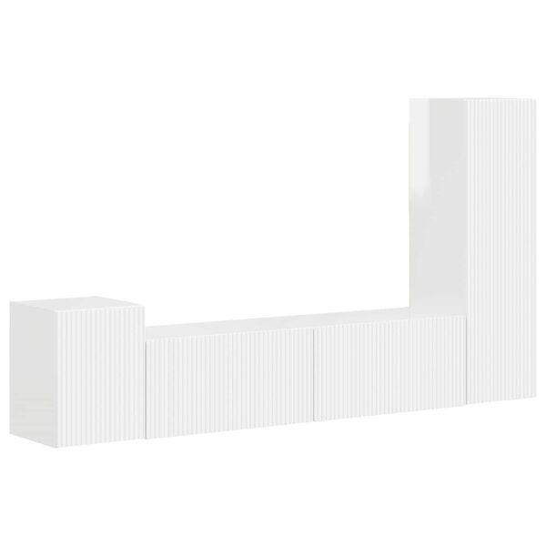 vidaXL TV skapī&scaron;u komplekts 4 pcs Augsta spīduma baltā krāsa