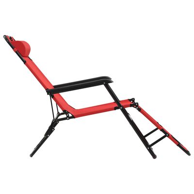 vidaXL sauļošanās krēsli, 2 gab., ar kāju balstu, tērauds, sarkani