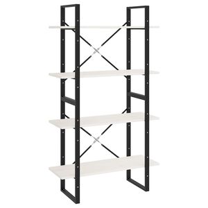 vidaXL 4-līmeņu grāmatu plaukts, balts, 80x30x140 cm, priedes koks