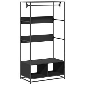 vidaXL skapis, 90x50x180 cm, melns, inženierijas koks