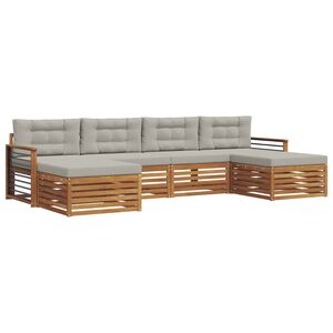 vidaXL Dīvāna komplekti ar spilvenu 6 pcs Dabīgs un gai&scaron;i pelēks