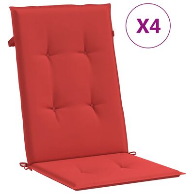 vidaXL dārza krēslu spilveni, 4 gab., sarkani, 120x50x3 cm, audums