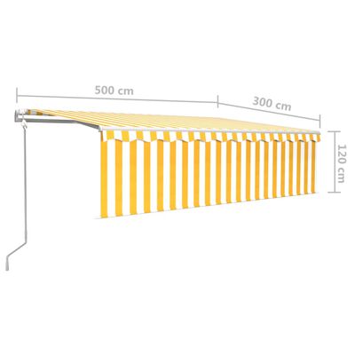 vidaXL izvelkama markīze ar žalūziju, 5x3 m, automātiska, dzeltenbalta