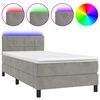 vidaXL atsperu gulta ar matraci, LED, gai&scaron;i pelēks samts, 90x200 cm
