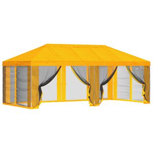 vidaXL Paviljona pārsegs ar sānu sienām 6 x 3 m Dzeltena Poliesters