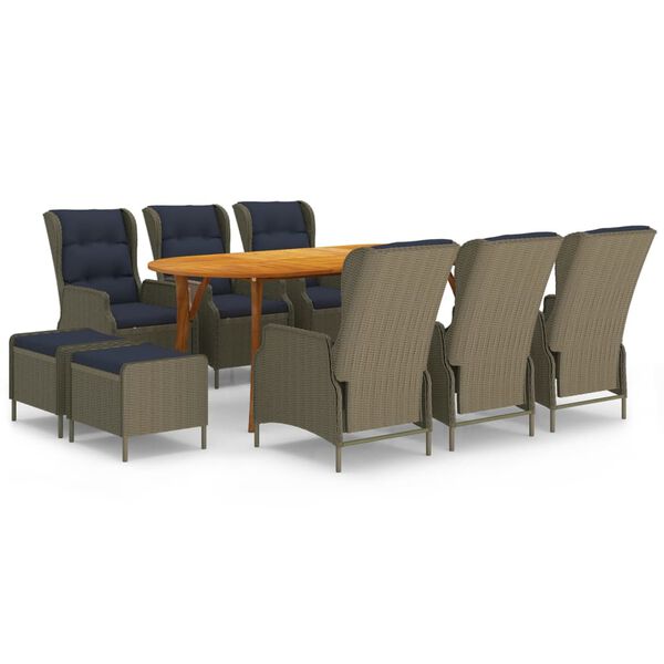 vidaXL 9-daļīgs dārza mēbeļu komplekts, brūns