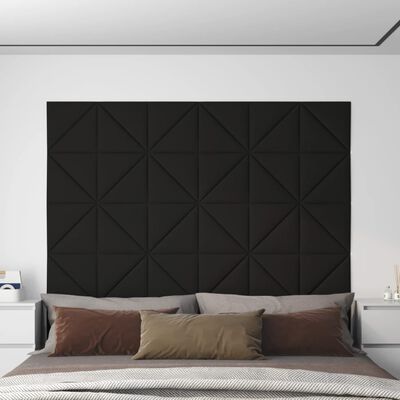 vidaXL sienas paneļi, 12 gab., melni, 30x30 cm, audums, 0,54 m²