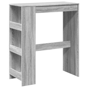 vidaXL bāra galds ar plauktiem, pelēka koka, 90x40x103,5 cm