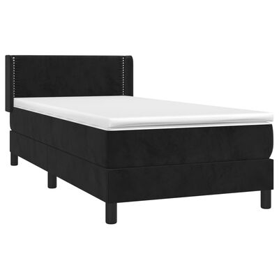vidaXL atsperu gulta ar matraci, melna samts, 90x190 cm