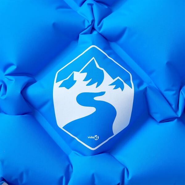 vidaXL piepū&scaron;ams kempinga matracis, spilvens, vienvietīgs, zils