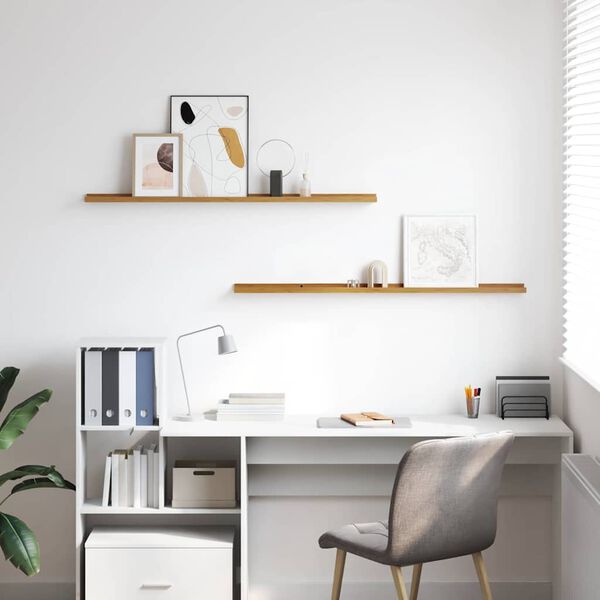 vidaXL Sienas plaukts 2 pcs Bē&scaron;a 115 x 9 x 3 cm Inženierijas koks