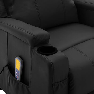 vidaXL masāžas krēsls, atgāžams, melna mākslīgā āda