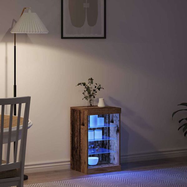 vidaXL LED sānu galds Vecs koks 41 x 37 x 67 cm Inženierijas koks