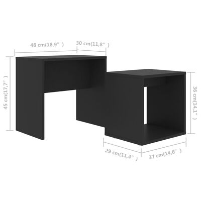 vidaXL kafijas galdiņu komplekts, melns, 48x30x45 cm, skaidu plāksne