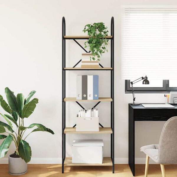 vidaXL Grāmatu plaukts Sonoma ozols 60 x 30 x 183 cm Inženierijas koks