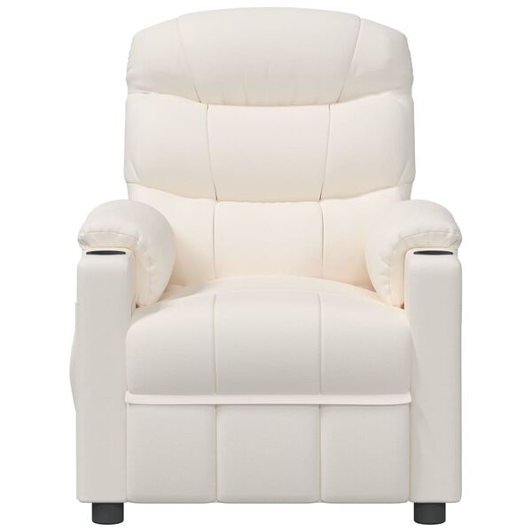 vidaXL masāžas krēsls, paceļams, krēmkrāsas mākslīgā āda