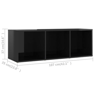 vidaXL TV skapītis, spīdīgi melns, 107x35x37 cm, skaidu plāksne