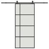 vidaXL bīdāmās durvis ar stiprinājumiem, melns, stikls, 90x205 cm