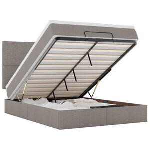 vidaXL Osmaņu gulta ar matraci & LEDs, Taupē, 140x190 cm, audums