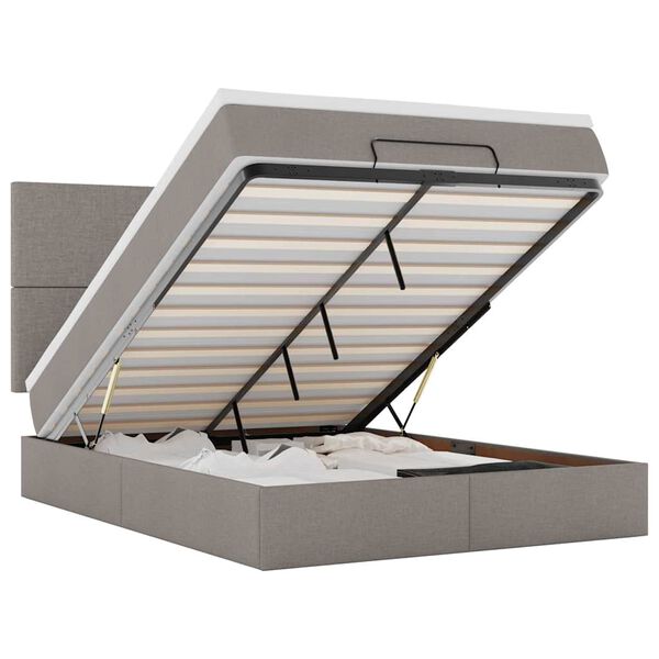 vidaXL Osmaņu gulta ar matraci & LEDs, Taupē, 140x190 cm, audums