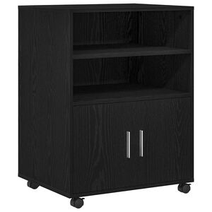 vidaXL Plakans Melns ozolkoks 60 x 48 x 74.5 cm Ar riteņiem