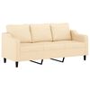 vidaXL trīsvietīgs dīvāns ar kājsoliņu, 180 cm, krēmkrāsas audums