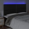 vidaXL gultas galvgalis ar LED, 200x5x118/128 cm, melns mākslīgā āda