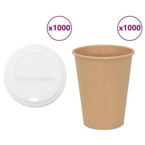 vidaXL papīra kafijas krūzes ar vākiem 1000 gab. 12 unces 300 ml