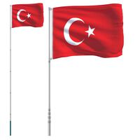 vidaXL Turcijas karogs un masts, 5,55 m, alumīnijs