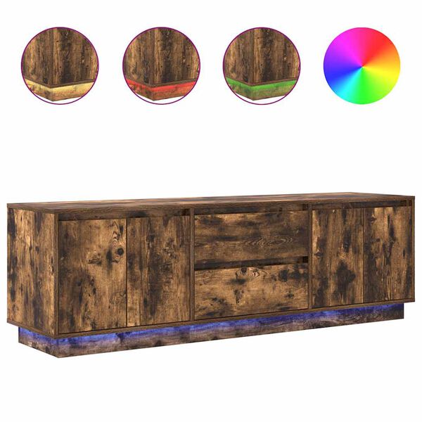 vidaXL TV skapītis ar LED apgaismojumu, ozolkoka krāsa, 160,5x41x50 cm