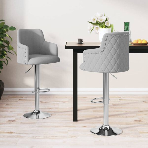 vidaXL bāra krēsli, 2 gab., gai&scaron;i pelēks audums
