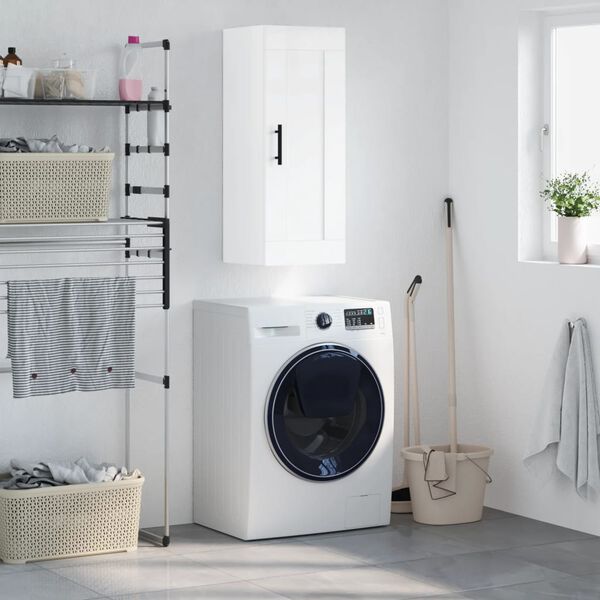 vidaXL sienas skapītis, 34,5x34x90 cm, inženierijas koks, balts