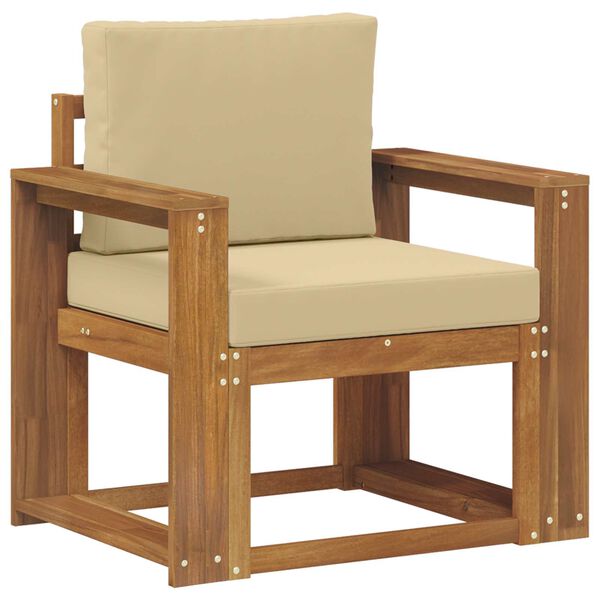 vidaXL Āra dīvāns Cieta akācijas koks un poliesters Dabiska