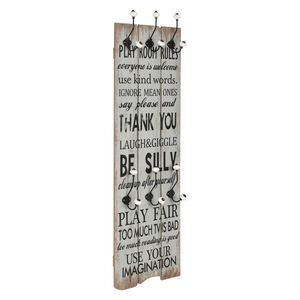 vidaXL drēbju pakaramais THANK YOU, 120x40 cm, 6 āķī&scaron;i
