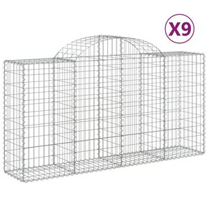 vidaXL arkveida gabiona grozi, 9 gb., 200x50x100/120cm, cinkota dzelzs