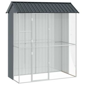 vidaXL Putnu būris Antracīts 215 x 110 x 247 cm Cinkots tērauds