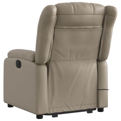 vidaXL masāžas krēsls, paceļams, kapučīno krāsas mākslīgā āda
