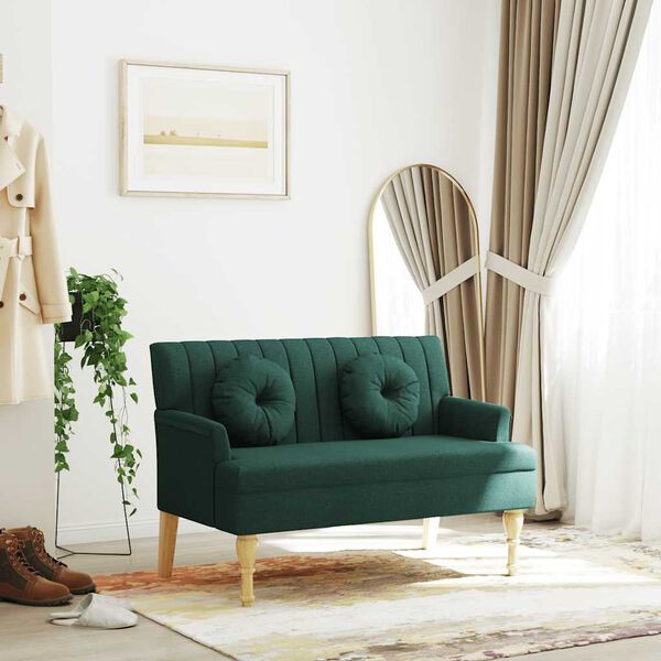 vidaXL sols ar spilveniem, 113x64,5x75,5 cm, tumši zaļš audums